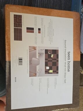 Teen Home Sound Insulation Wall Kit - Brown/Tan Checkered Panels 80 Pc Set